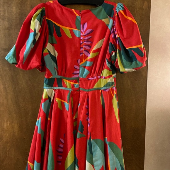 House of Harlow 1960 Linen Blend Red Floral Puff Sleeves Dress,  Size 6 - Picture 15 of 16